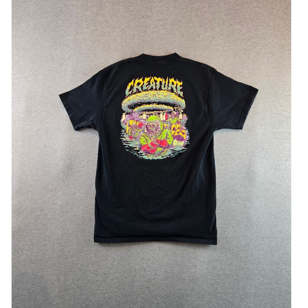 Creature Skateboards T-Shirt Mens Small Black Nuclear Gangreen Graphic Tee